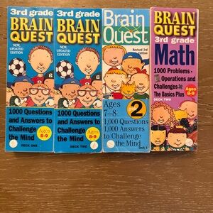 Lot of 4 Brain Quest Flash Cards Learning Game Toy Books Grade 2nd 3rd Age 7 8 9